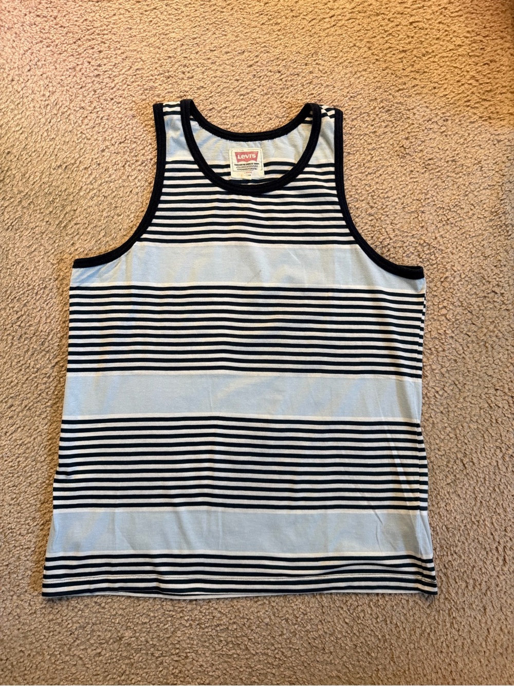 Levi's Men’s Light Blue & Black Striped Tank Top